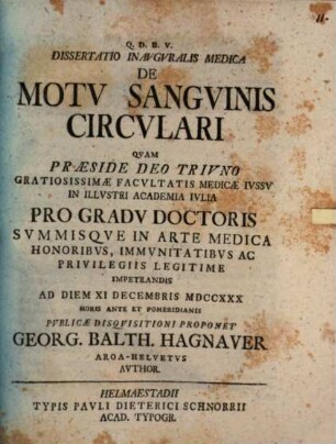 Diss. inaug. med. de motu sanguinis circulari