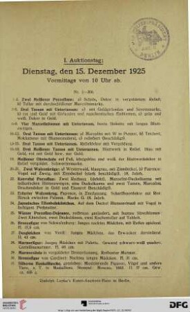 Vormittags von 10 Uhr ab (Nr. 1-306)