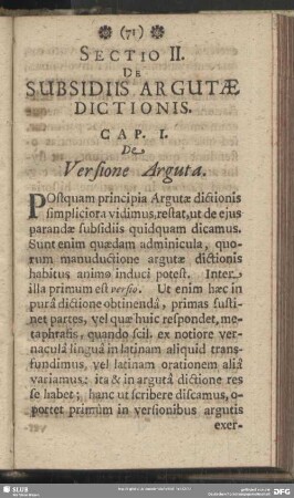 Sectio II. De Subsidiis Argutae Dictionis