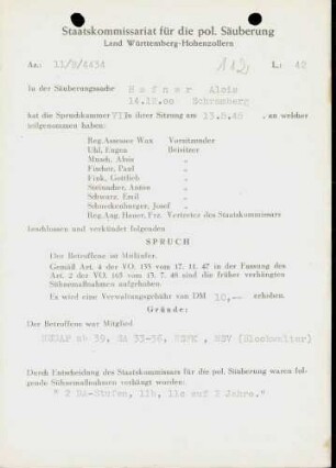 Hafner, Alois