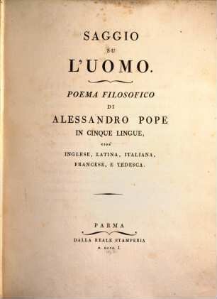 Saggio su l'uomo