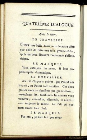 Quatrième Dialogue. Après le diner.