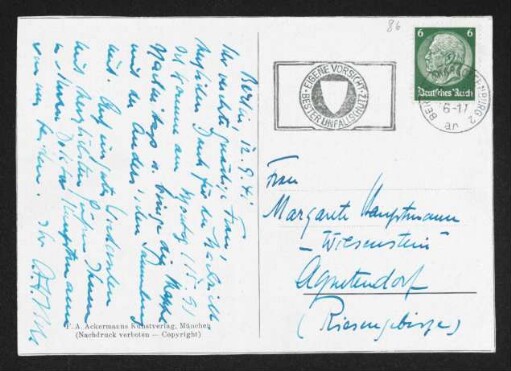 Brief von Carl F. W. Behl an Margarete Hauptmann