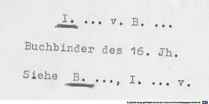 Sachkartei zur Einbandsammlung der Bayerischen Staatsbibliothek - BSB Cbm Cat. 263 a. [8], J - BSB Cbm Cat. 263 a(8