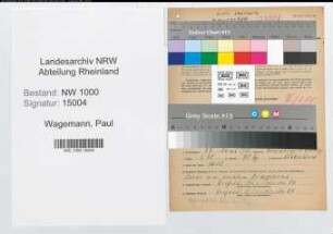 Entnazifizierung Paul Wagemann, geb. 27.06.1903 (Polizeibeamter)