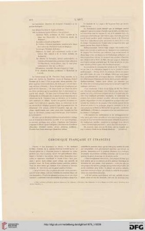 Chronique française et étrangère