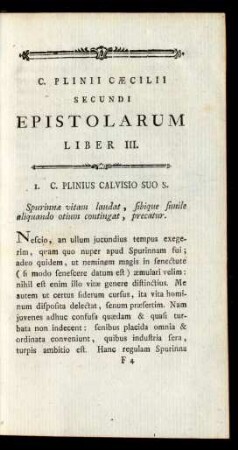 I. C. Plinius Calvisio Suo S.