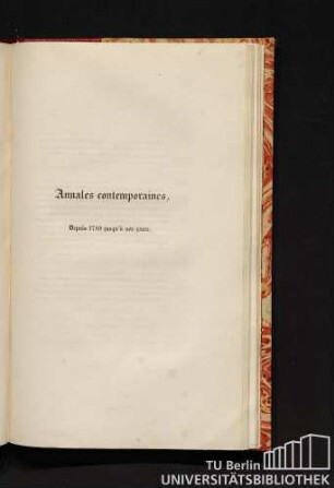 Annales contemporaines, Depuis 1789 jusqu'à nos jours.