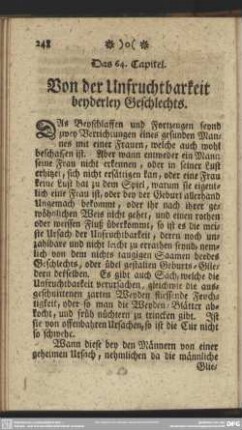Das 64. Capitel. Von der Unfruchtbarkeit beyderley Geschlechts