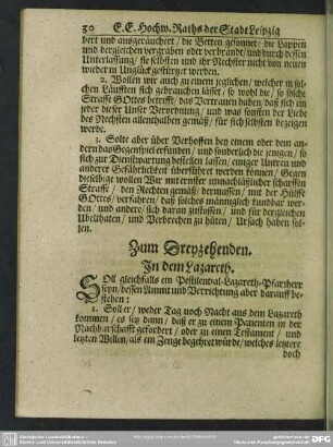 Zum Dreyzehenden. In dem Lazareth