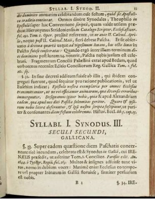 Syllabi. I. Synodus. III. Seculi Secundi, Gallicana