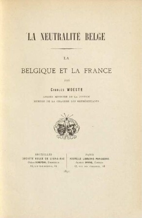 La neutralité belge : La Belgique et la France