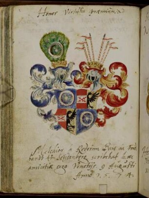 Melchior a Redernn baro in Fridlandt et Seydenberg, 9 Augusti Venedig 1574