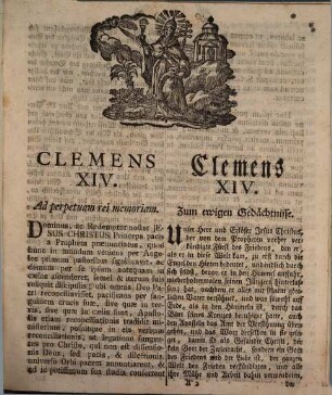 Breve Clementis XIV. P.M. De Suppressione Ordinis Societatis Jesu : = Breve Clemens des XIV. wegen Aufhebung des Ordens der Gesellschaft Jesu