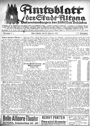 Nummer 3 : Sonnabend, den 19. Januar 1924