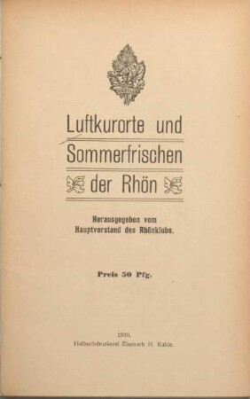 Luftkurorte und Sommerfrischen der Rhön