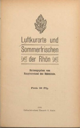 Luftkurorte und Sommerfrischen der Rhön