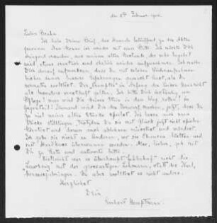 Brief von Gerhart Hauptmann an Otto Brahm, geschrieben von Edith Cox