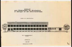 Gartenanlage Berufsschule, Ratingen: Berufsschulgebäude: Ansicht 1:100