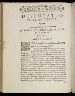 Disputatio Vigesima Tertia