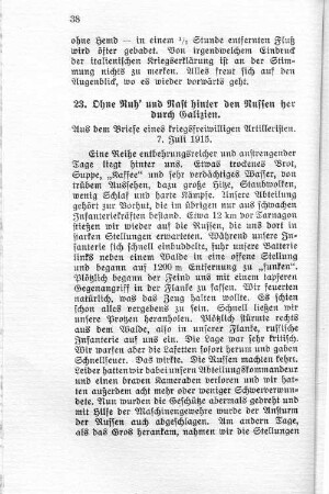 23. Ohne Ruh' und Rast hinter den Russen her durch Galizien.