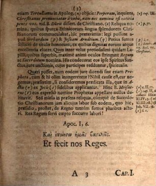 Diatribe theologica de regno Christianorum spirituali : ex Apocal. I. 6.