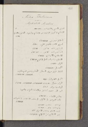 Index Titulorum ordine Alphabeti Arabici