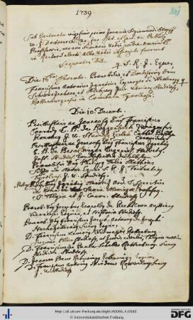 [fol. 291] Rektorat Johann Sigmund Stapf 1739/40