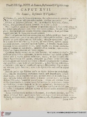 Caput XVII: De Somno, Insomnio et Vigiliis