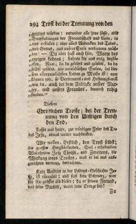 294-304, Diesem Christlichen Troste; bei der Trennung von ...