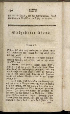 Siebzehnter Abend. - Achtzehnter Abend.