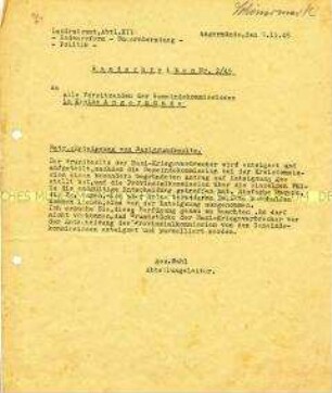 Rundschreiben bezüglich der Enteignung von Nazi- und Kriegsverbrechern - Sachkonvolut