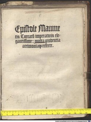 Epistole Maumetis Turcarum inperatoris elegantissime