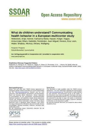 What do children understand? Communicating health behavior in a European multicenter study