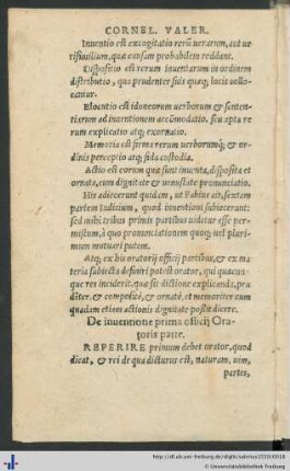 De inuentione prima officij Oratoris parte.
