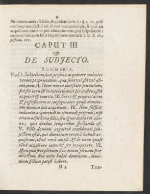 Caput III agit De Subiecto.