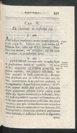 Cap. V. De citatione et custodia rei