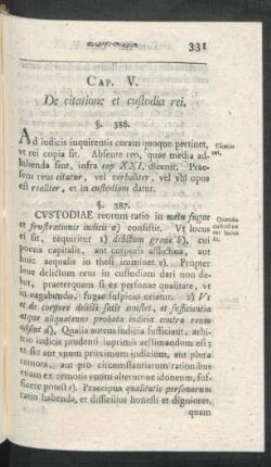 Cap. V. De citatione et custodia rei