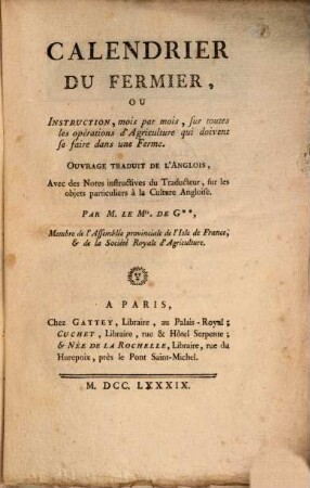 Calendrier du fermier