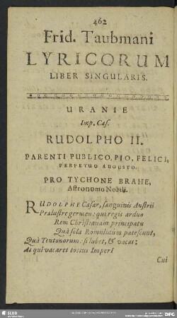 Frid. Taubmani Lyricorum Liber Singularis