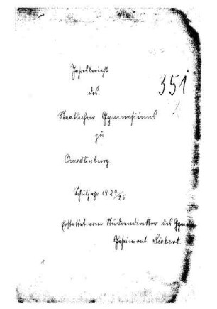 1923/24: Jahresbericht des Staatlichen Gymnasiums zu Quedlinburg ... - 1923/24