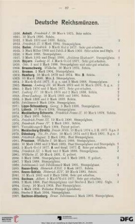 Deutsche Reichsmünzen (Nr. 2950-3017)