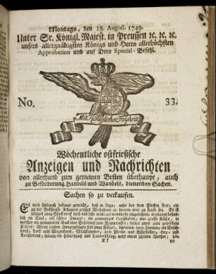 No. 33. Montags, den 18. August. 1749.