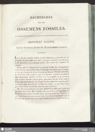 Septième partie. Sur les Ossemens fossiles de Mammifères Marins