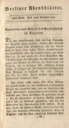 62tes Blatt. Den 11ten December 1810.
