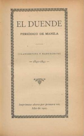 El duende periodico de Manila