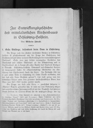 Zur Entwicklungsgeschichte des mittelalterlichen Kirchenbaues in Schleswig=Holstein.