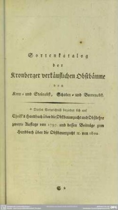 Sortenkatalog der Kronberger verkäuflichen Obstbäume von Kern- und Steinobst, Schalen- und Beerenobst