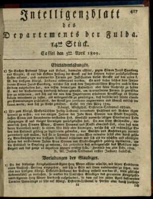 14tes Stueck, den 3ten April 1809
