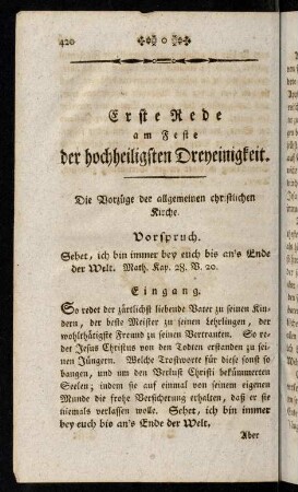420-456, Am Feste der hochheiligen Dreyeinigkeit.